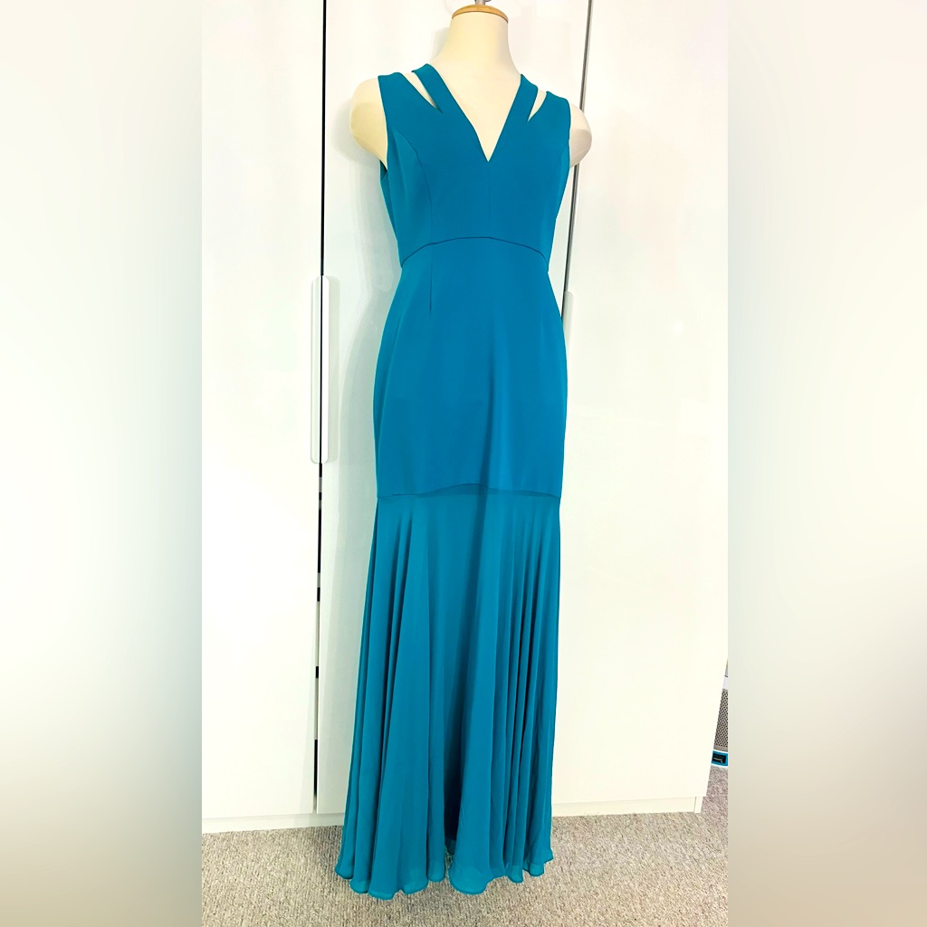 Bcbgmaxazria Nwt Blue Pleated Maxi Dress For Weddings